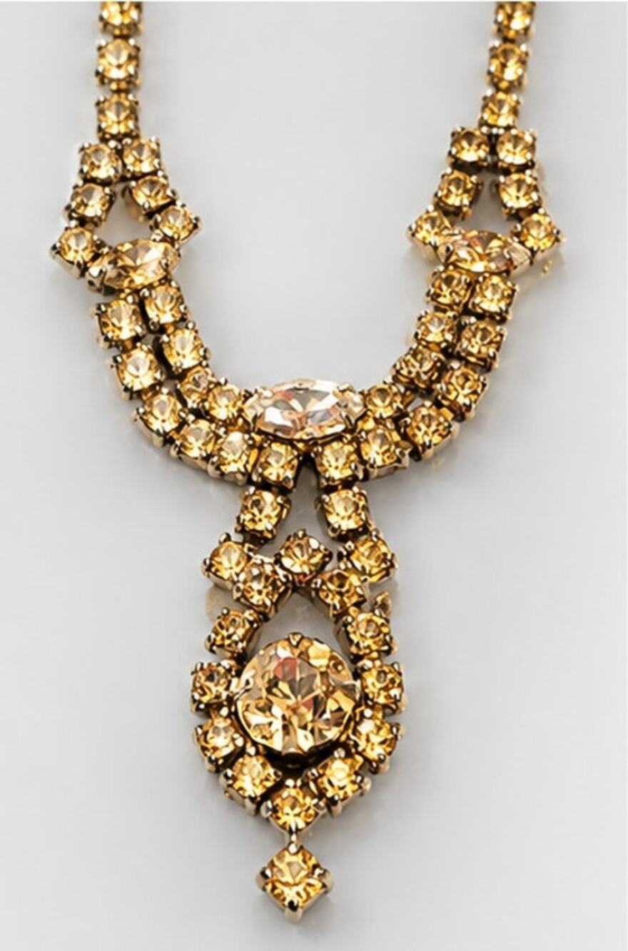 Vintage Mid-century Rhinestone Bib Necklace- Sparkly Special Occasion wh03-10